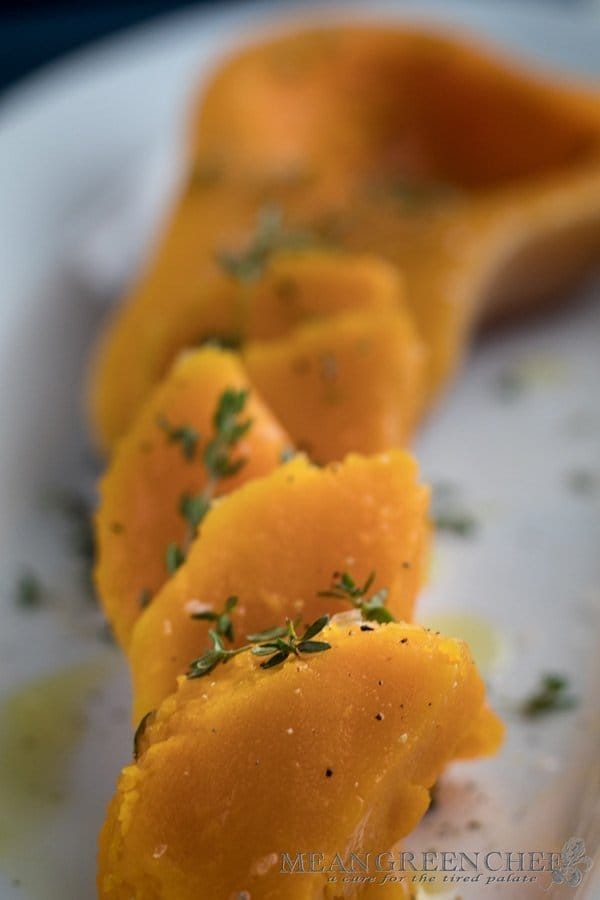 Butternut squash and thyme close up.