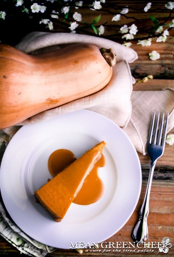 Pumpkin Spice Cheesecake on a white plate