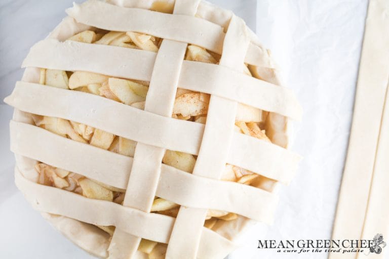 Caramel apple pie with lattice work