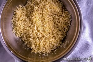 Panko bread crumbs mixed with Parmesan Cheese and olive oil for topping Jalapeno Popper Dip. Mean Green Chef