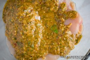 Chicken breasts with Thai marinade for Thai Chicken lettuce Wraps.