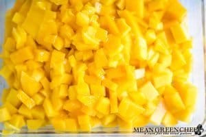 Diced Mangoes for Fresh Mango Salsa.