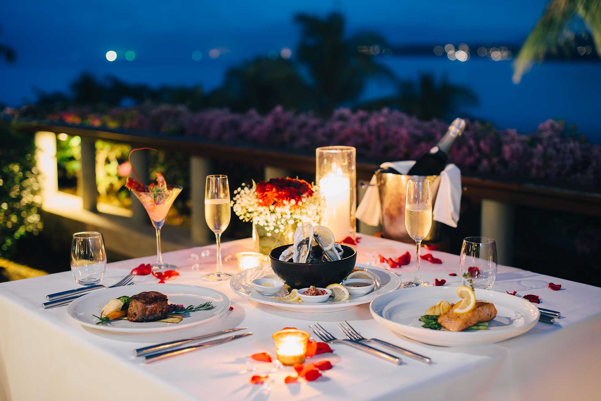 Romantic Table Setting for 2 on the Gulfside